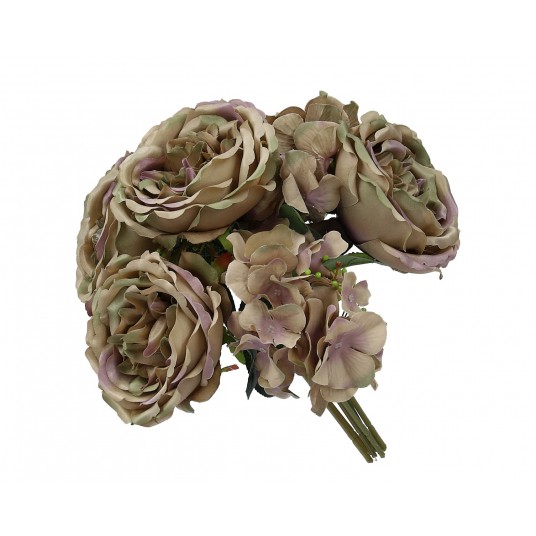 Bukiet róz-hortensji bez-ziel l 30cm d 25cm -zdjęcie numer 1