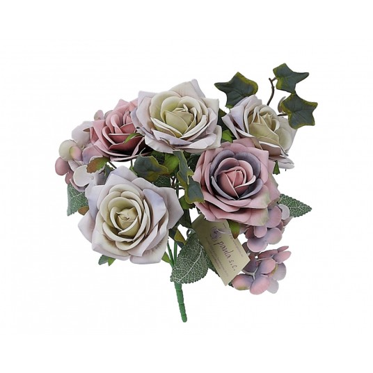 Bukiet róz szaro-rózowych 30cm -zdjęcie numer 1