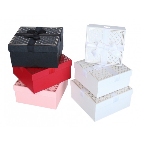 Dekor. pudełka tekt.s/3 mix kol. 19cm/19cm/10cm -zdjęcie numer 2
