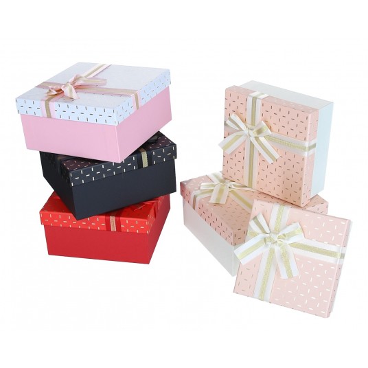 Dekor. pudełka tekturowe s/3 mix kol 9cm/19cm/19cm -zdjęcie numer 2