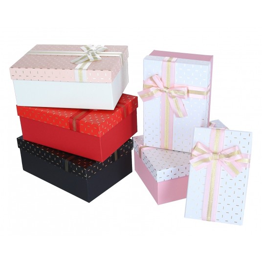 Dekor. pudełka tekturowe s/3 mix kol 9cm/23cm/16cm -zdjęcie numer 2