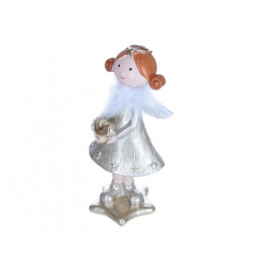 Figurka aniołka z sercem zlotym 13cm -zdjęcie numer 1
