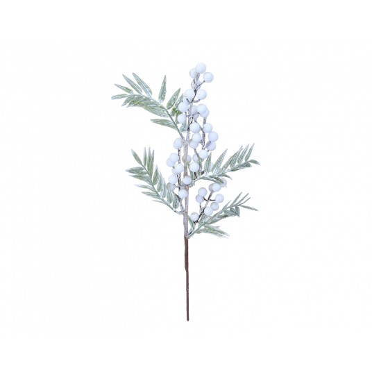 Gałązka zielona z białymi kulkami-pozłacana 50cm -zdjęcie numer 4