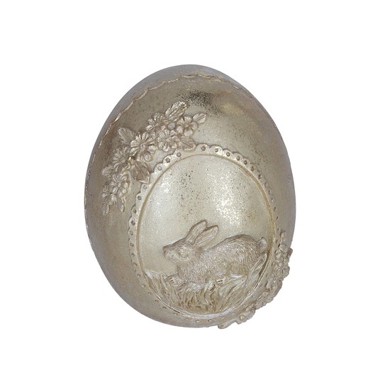 Jajko zlote z zającem z ceramiki śr 9cm/11cm -zdjęcie numer 1