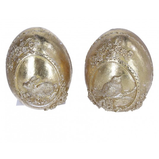 Jajko zlote z zającem z ceramiki śr 9cm/11cm -zdjęcie numer 2