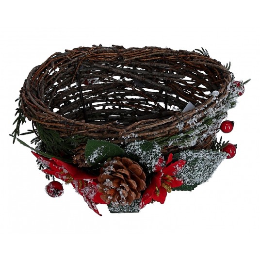 Koszyczek owalny z wikliny dekoracją 21cm/10cm -zdjęcie numer 1