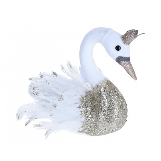 Łabądź złoto-biały do dekoracji 28cm/30cm -zdjęcie numer 1