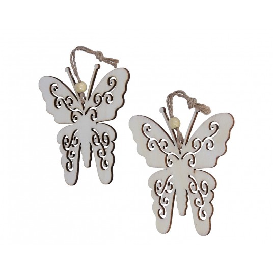 Motyl zawieszka z drewna op=2 szt 10cm/10cm -zdjęcie numer 1