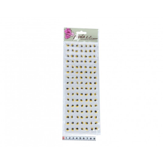 Oczy 16rz x 7szt 10mm żółte z rzęsami -zdjęcie numer 1