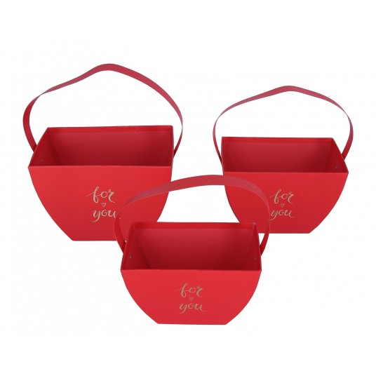 Pudełko na kwiaty czerwone s/3 14cm/14cm/20cm -zdjęcie numer 1