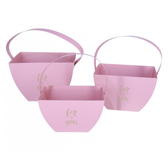 Pudełko na kwiaty róźowe s/3 14cm/14cm/20cm -zdjęcie numer 1