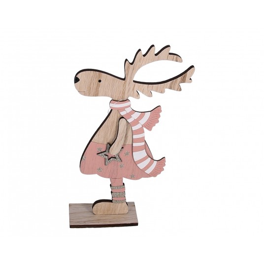 Renifer stojący natur-rózowy 27cm /17cm -zdjęcie numer 1