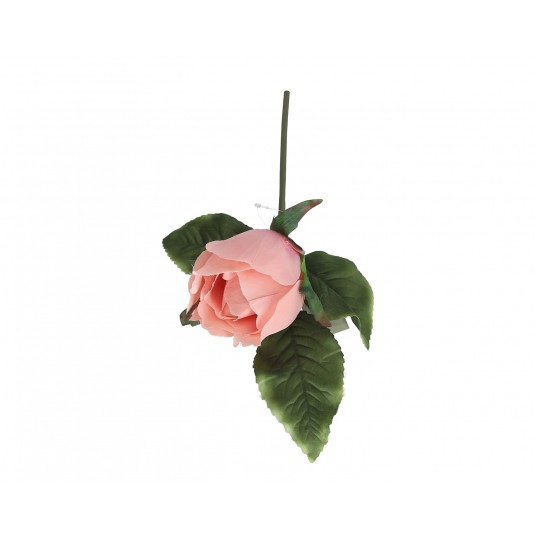 Róża różowa z liściem na piku l 28cm d 8cm -zdjęcie numer 1