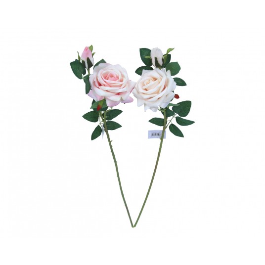 Róźa róźowa z pąkiem na łodydze 2kol.68cm -zdjęcie numer 1