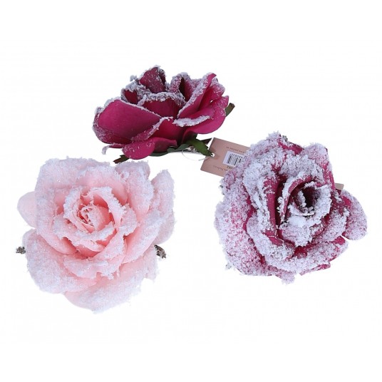 Róźa wyrob. ośnieźona z brokatem 2kol.12cm/6cm -zdjęcie numer 1
