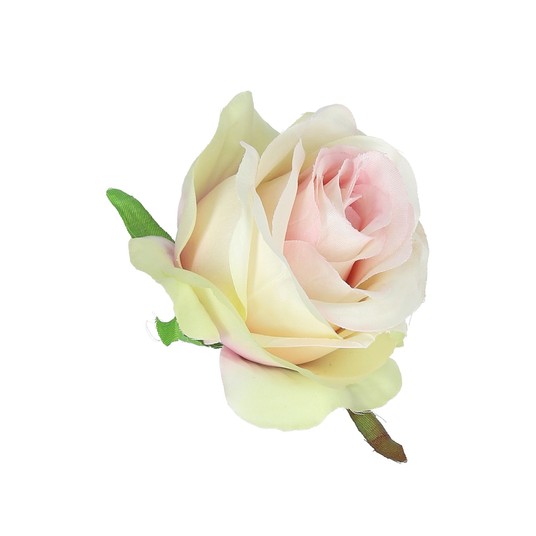 Róza wyrobowa kremowo-róźowa 9cm/6cm op=12szt. -zdjęcie numer 1