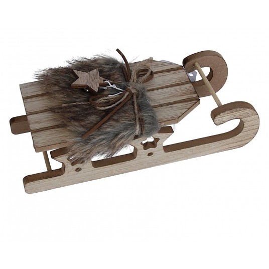 Sanki z brązowym futerkiem 25cm/10cm/6,5cm -zdjęcie numer 1