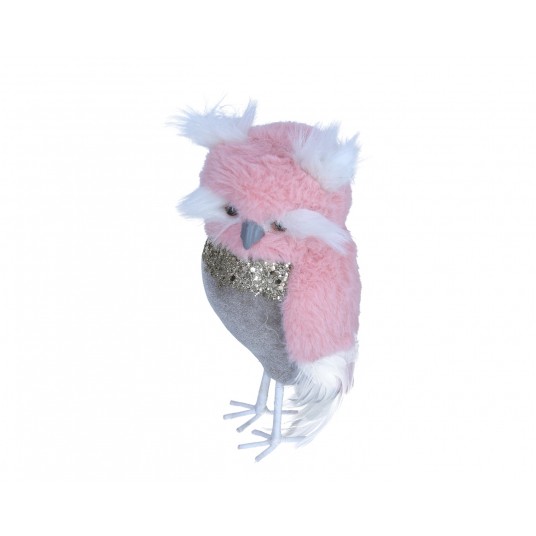 Sowa róźowo-szara do kompozycji 21cm/10cm -zdjęcie numer 1