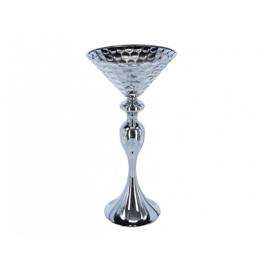 Świecznik ozdobny srebrny 49cm śr 24cm -zdjęcie numer 1