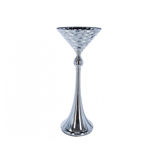 Świecznik ozdobny srebrny 59cm śr 24cm -zdjęcie numer 1