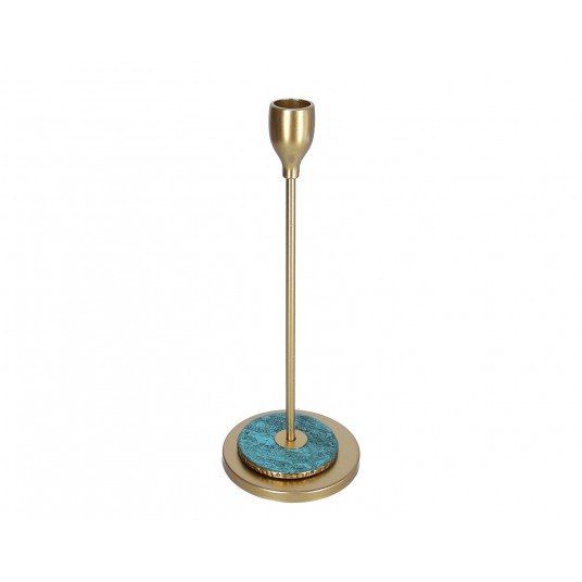 Świecznik ozdobny złoty śr 9cm/25cm -zdjęcie numer 1