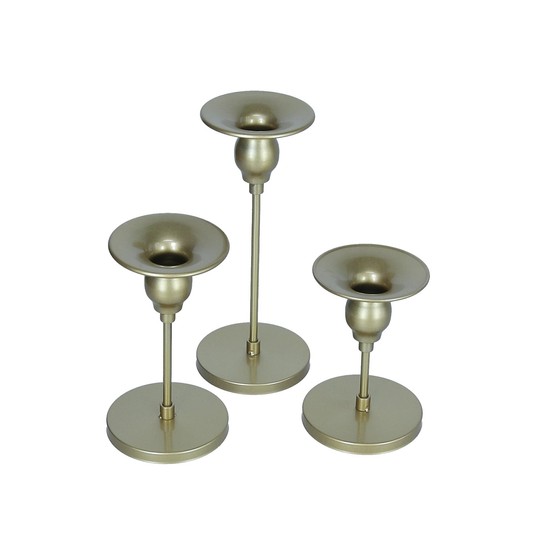 Świecznik złoty do dekoracji s/3 11cm:14cm:19cm -zdjęcie numer 1