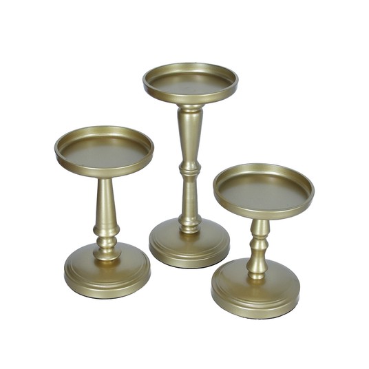 Świecznik zloty s/3 25cm: 19cm: 16cm -zdjęcie numer 1