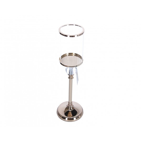 Świecznik złoty ze szklanym abaźurem śr.10cm/46cm -zdjęcie numer 1