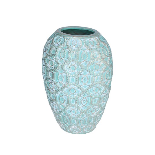 Wazon turkusowo-złoty w owalu 22cm/35cm -zdjęcie numer 1