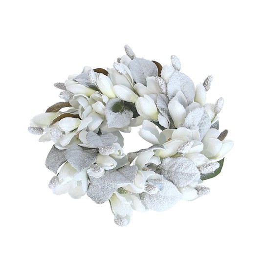 Wianek z białej magnolii śr 30cm -zdjęcie numer 1