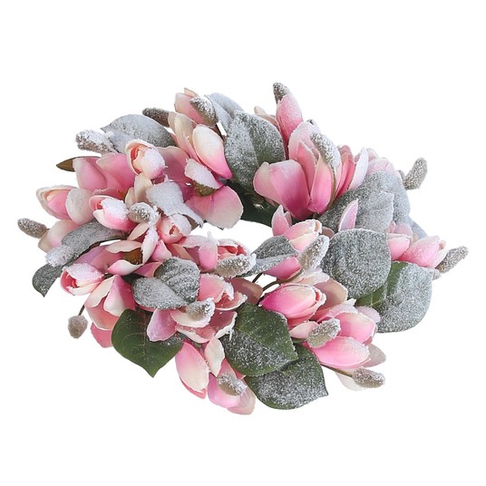 Wianek z róźowej magnolii śr 30cm -zdjęcie numer 1