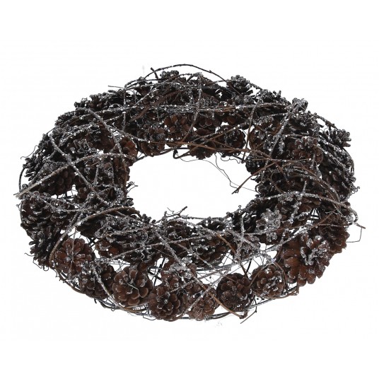 Wianek z szyszek z brokatem śr 36cm -zdjęcie numer 1