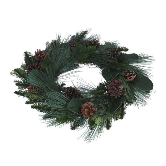 Wianek zielony z szyszkami śr 45cm -zdjęcie numer 1