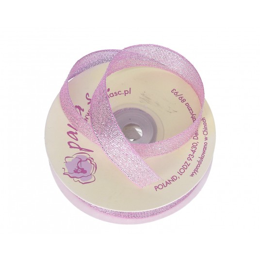 Wstążka filoetowa z brokatem 1,5 cm x 23m -zdjęcie numer 1