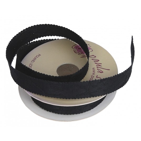 Wstążka koronkowa 10 yard czarna d 15mm -zdjęcie numer 1