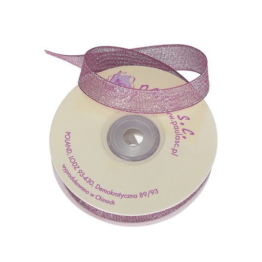 Wstążka śliwkowa z brokatem 1,5cm x 23 m -zdjęcie numer 1