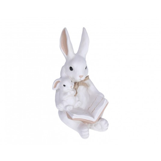 Zając beżowy z małym i książką 27cm/17cm/14cm -zdjęcie numer 1