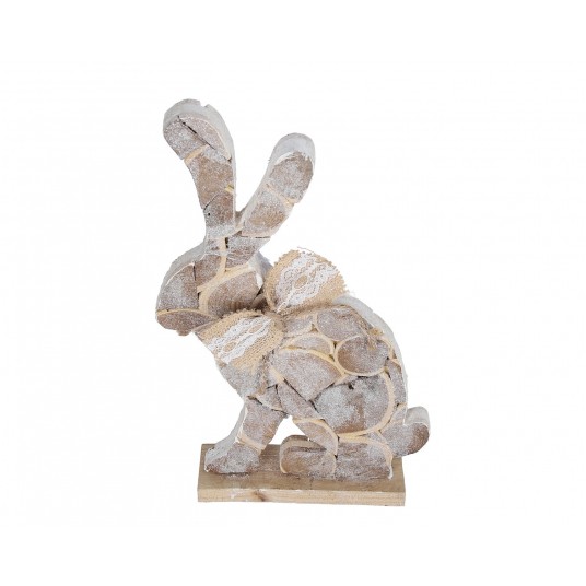 Zając naturalny z drewna na podstawie 36cm /20cm -zdjęcie numer 1