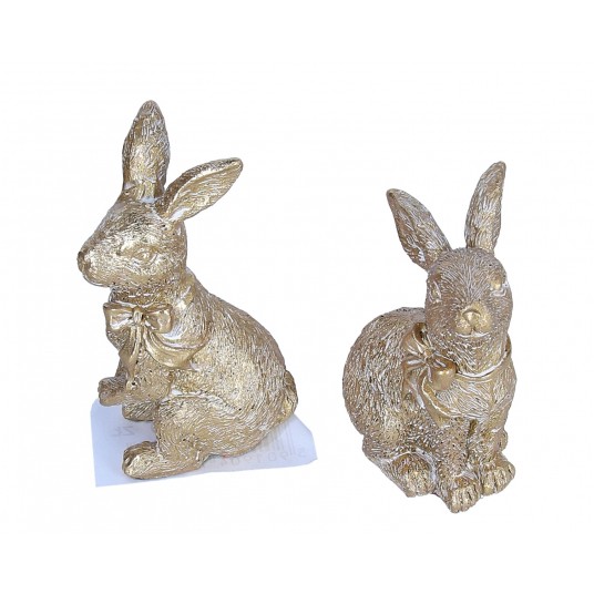 Zając złoty z kokardą z ceramiki 11cm/7cm -zdjęcie numer 2