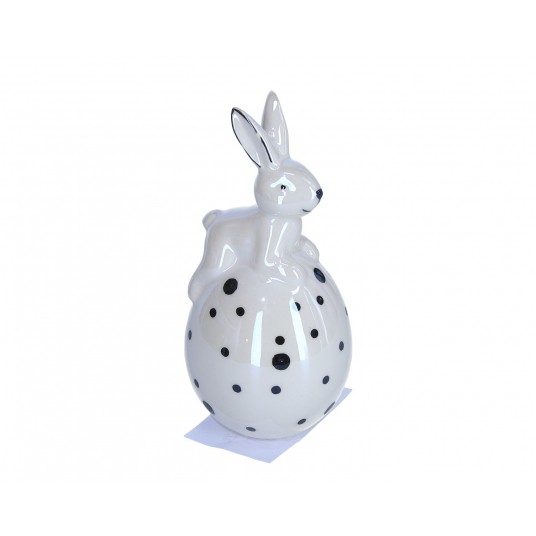 Zajączek beżowy na jajku w kropki śr 6cm/14cm -zdjęcie numer 1
