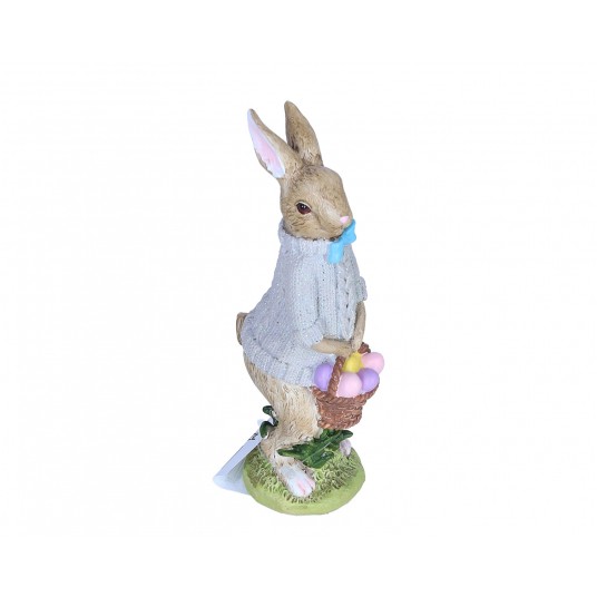 Zajączek z ceramiki z koszem jajek 17cm/4cm -zdjęcie numer 1