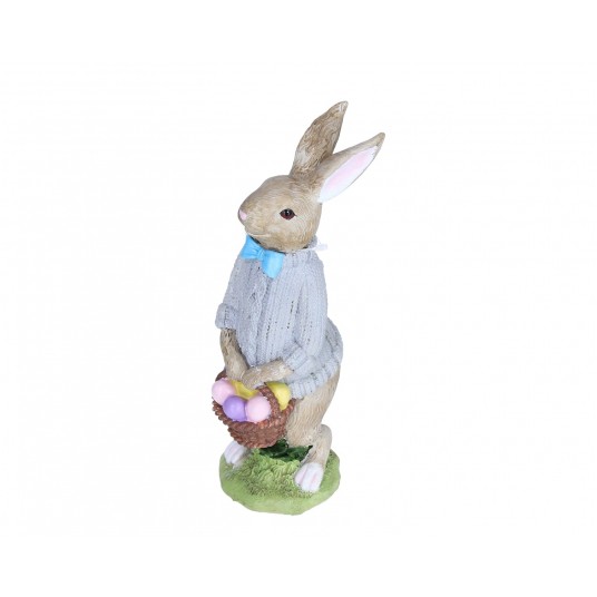 Zajączek z ceramiki z koszykiem jajek 26cm/7cm -zdjęcie numer 1