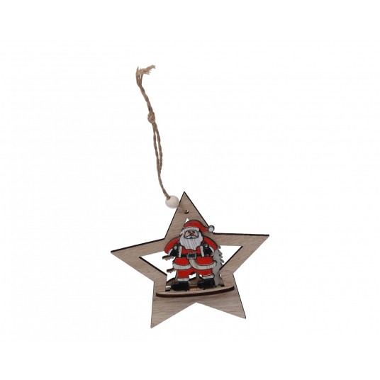 Zawieszka -gwiazdka z mikolajemi choinką śr.11cm -zdjęcie numer 1