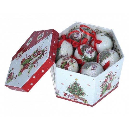 Zawieszki bombki śr 7cm mix kol. op=14szt -zdjęcie numer 1