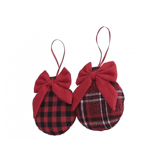 Zawieszki bombki w kratkę z kokardą mix 13cm/10cm -zdjęcie numer 1