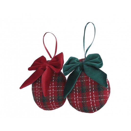Zawieszki bombki w kratkę z kokardą mix 13cm/10cm -zdjęcie numer 1