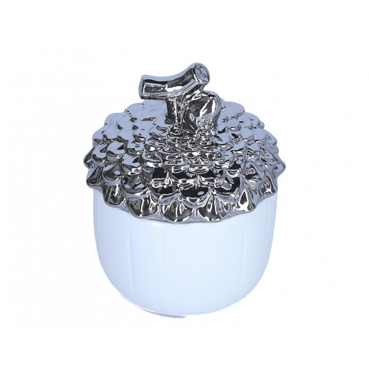 Żołądź biało-srebrny do dekoracji śr 10cm/14cm -zdjęcie numer 1