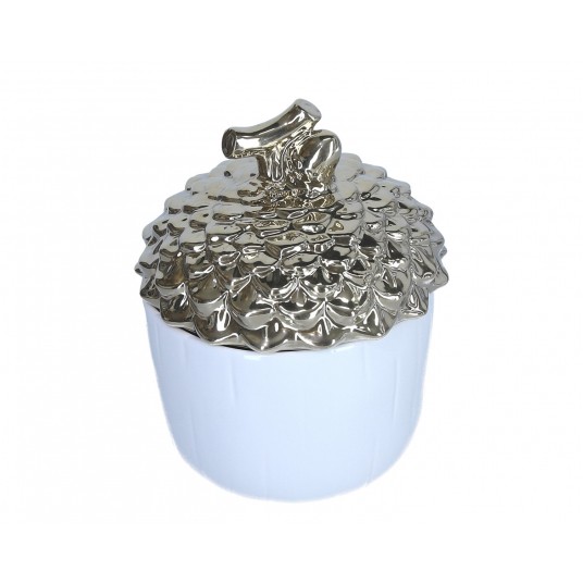 Żołądź biało-złoty do dekoracji śr 14cm/20cm -zdjęcie numer 1