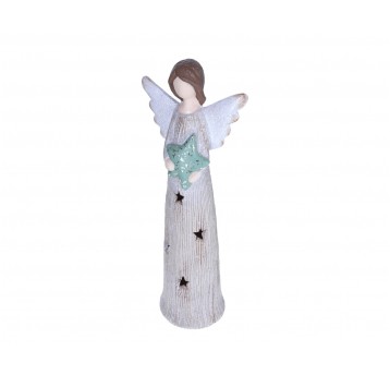 Anioł beżowy z ledami 41cm