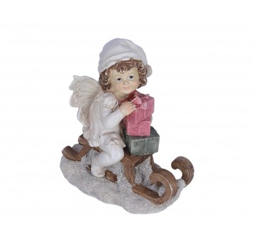 Anioł z prezentami na saniach 21cm/18cm
